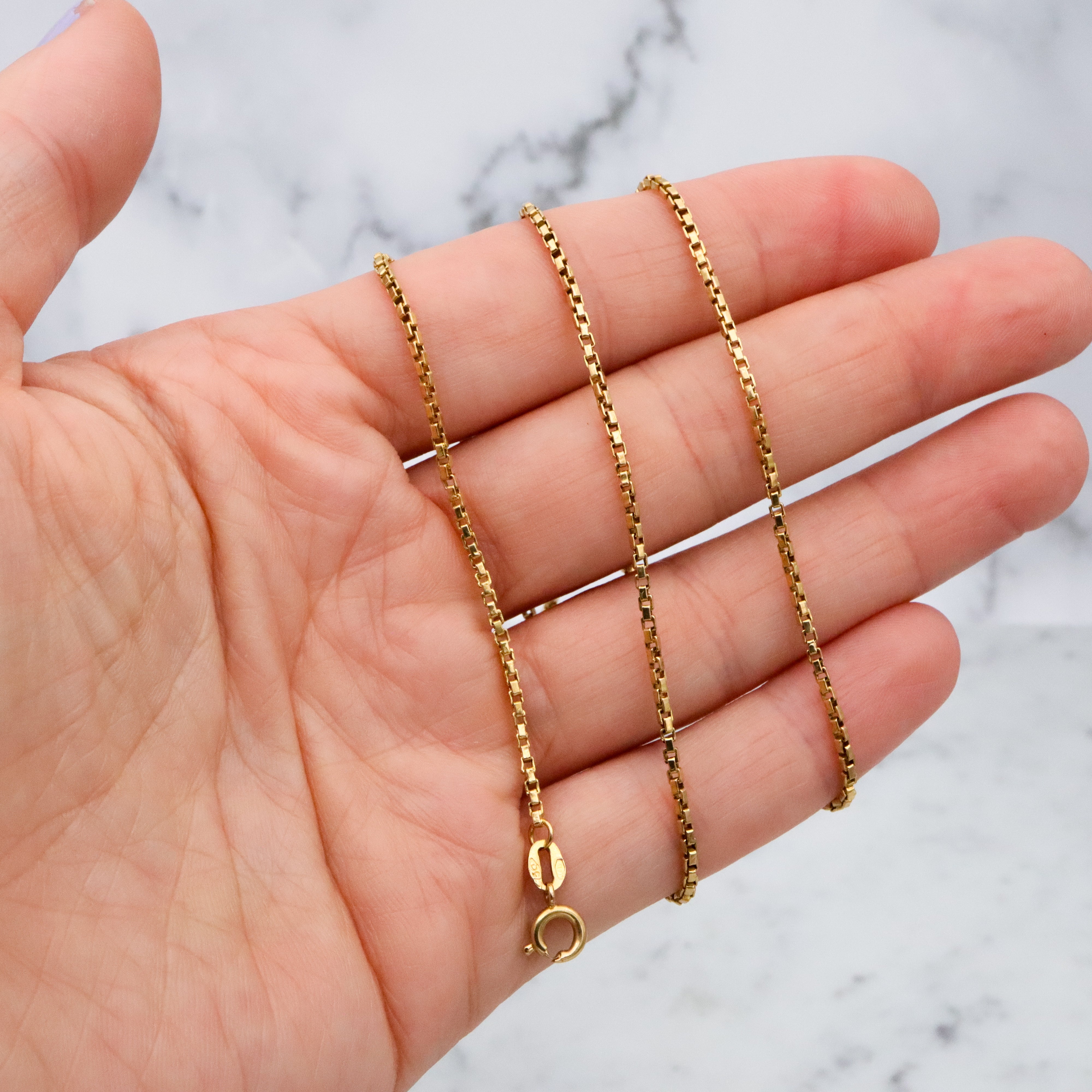 Vintage Italian 18k gold 1.75mm box link chain 20"
